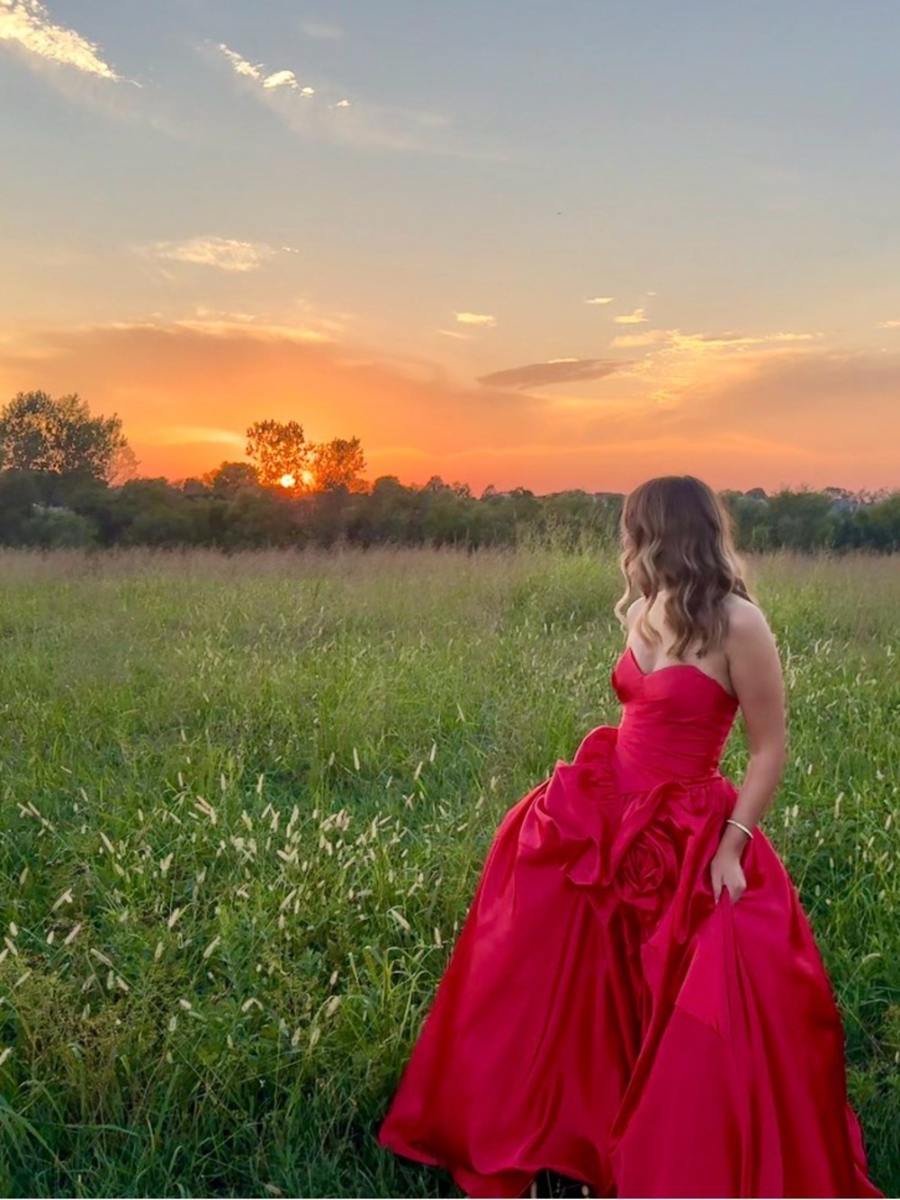 Colors Dress -  Red Strapless Satin-Look Prom Gown